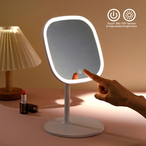Oglinda cosmetica cu LED-uri, Luigi Ferrero, FR-805M Square, 20x20 cm, rotire 360 grade, 2000mAh