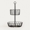 Cos fructe etajat cu 2 niveluri Wardon, Homla, 28x47 cm, otel, negru