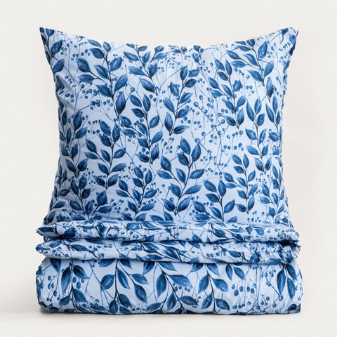 Lenjerie de pat dubla Luna, Homla, 160x200 cm, 3 piese, microfibra din poliester, albastru