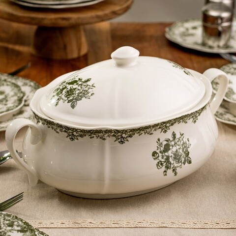 Supiera Lourry, Homla, 3 L, portelan, alb/verde