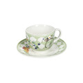 Set 2 cesti cu farfurie pentru cafea, Wonderland, Brandani, 11x6 cm, 70 ml, portelan New Bone China