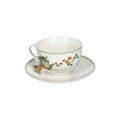 Set 2 cesti cu farfurie pentru ceai, Wonderland, Brandani, 15x7.5 cm, 200 ml, portelan New Bone China