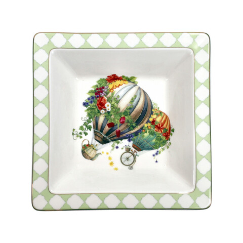 Platou decorativ, Wonderland, Brandani, 18.5x18.5x4.5 cm, portelan