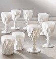 Set 6 pahare, Diamante Bianco, Brandani, 8x16 cm, 250 ml, sticla, alb