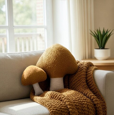 Set perne decorative	, Mushroom Set, Maro/Alb