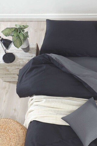 Lenjerie de pat pentru o persoana (DE), 2 piese, L'essentiel Maison, Mix, Negru / Fume