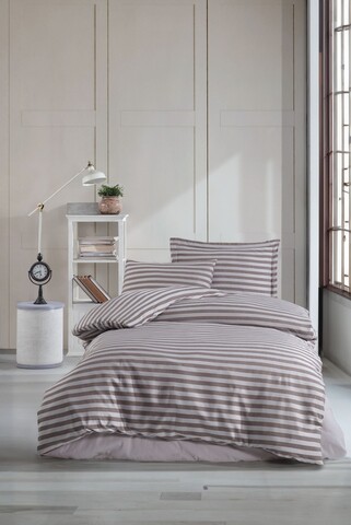 Set lenjerie de pat pentru o persoana Single XL (DE), 2 piese, L'essentiel Maison, Water Yollu Saten, Maro