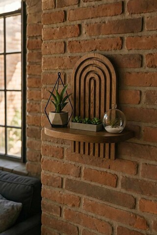 Raft de perete, Hanah Home, Artmtkwll1, 20x35x13 cm, Wenge