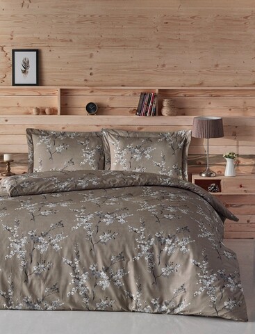 Lenjerie de pat pentru o persoana, L'essentiel Maison, Chicory, Maro/Alb