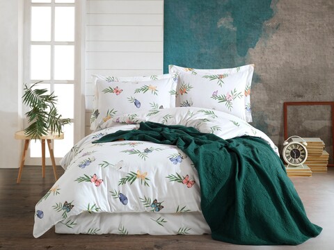 Lenjerie de pat pentru o persoana (FR), L'essentiel Maison, Crips, Alb / Verde / Albastru / Roz