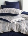 Lenjerie de pat dubla King (FR), L'essentiel Maison, Coastal Trio, Albastru indigo / Crem