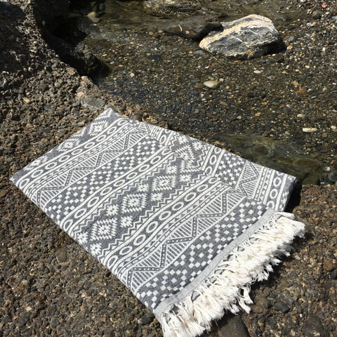 Prosop de plaja, L'essentiel Maison, Cicim, Negru/Bej