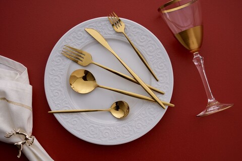 Set tacamuri, Hermia, 196RWE1809, Furculiță de masă: (6 bucăți), Auriu