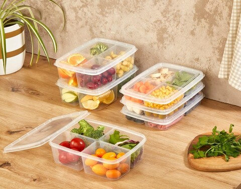 Set recipiente depozitare, Hermia, 200BYR1108, Dimensiune: 7 x 21 x 16 cm / 1000 ml (4 bucăți), Transparent