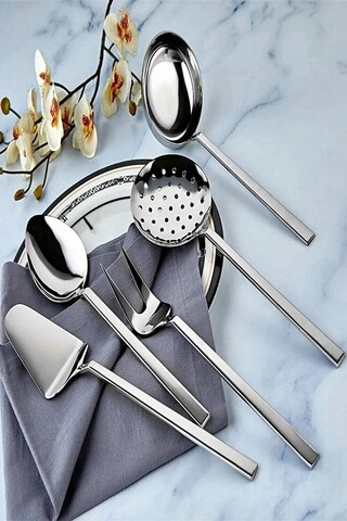 Set ustensile pentru gatit, Hermia, 200BYR1113, Lingură pentru sos: 30 cm (1 bucată), Gri