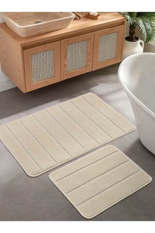 Set covorase de baie, L'essentiel Maison, Yeni Cizgili, Crem