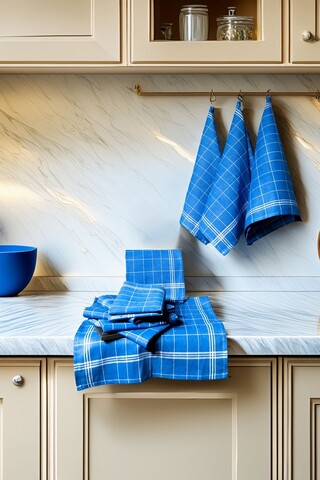 Set prosoape de bucatarie, Hermia, 219CFK1204, Dimensiune: 50 x 70 cm (10 bucăți), Albastru/Alb