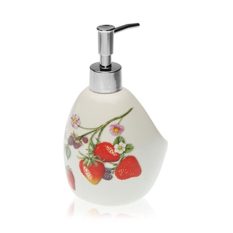 Dozator pentru detergent de vase cu suport pentru burete, Versa, Fruits, 11.3 x 18 cm, dolomit