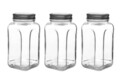 Set recipiente cu capac, Hermia, 238PLN1305, Dimensiune: 8,5 x 8,5 x 16,5 cm / 820 ml (3 bucăți), Argintiu