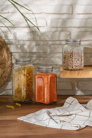 Set recipiente cu capac, Hermia, 238PLN1308, Dimensiune: 8,5 x 8,5 x 14 cm / 660 ml (1 bucată), Argintiu