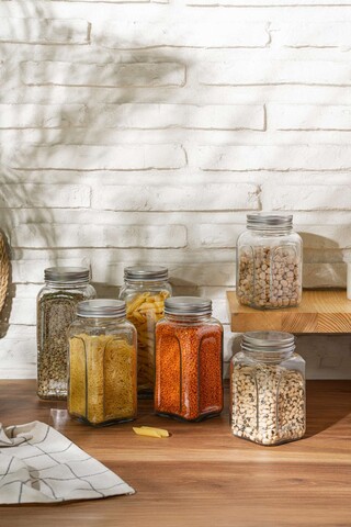 Set recipiente cu capac, Hermia, 238PLN1309, Dimensiune: 8,5 x 8,5 x 14 cm / 660 ml (2 bucăți), Argintiu