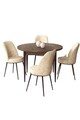 Set masă și scaune (5 bucăți), Hanah Home, Tor, Baroc / Crem