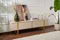 Comoda TV, Nordure, Serenity, 180x50x30 cm, Travertin / Auriu