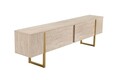 Comoda TV, Nordure, Serenity, 180x50x30 cm, Travertin / Auriu