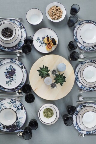 Serviciu de masa, Hermia, 275KRM1934, Antibacterian, Alb / Albastru / Mov