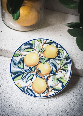 Set farfurii din ceramica pentru desert, Hermia, 280TMA2208, Galben