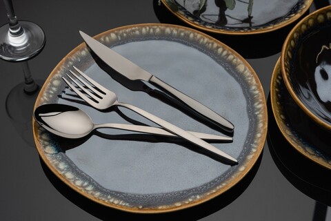 Set tacamuri, Hermia, 294HRO1113, Furculiță de masă: 21 x 2,5 cm (4 bucăți), Negru