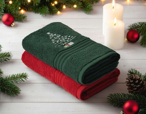 Set prosoape, L'essentiel Maison, New Year, Verde / Roșu / Alb