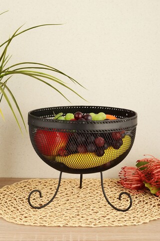 Coș cu fructe, Hermia, 330SBL1122, Adâncimea interioară a coșului: 14 cm, Negru