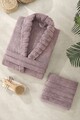 Set halat si prosop de baie, L'essentiel Maison, Carla, Mov pruna