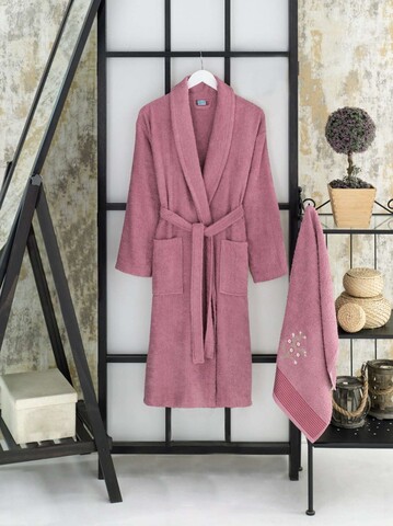 Set halat si prosop de baie, L'essentiel Maison, Cora, Mov pruna
