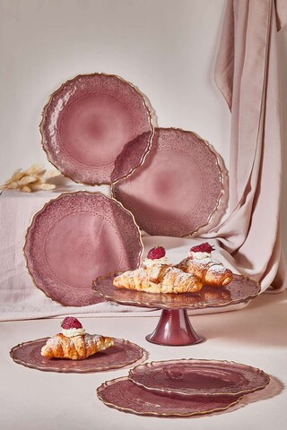 Set farfurii pentru desert, Hermia, 337GLZ1102, Suport: 28 cm (1 bucată), Mov