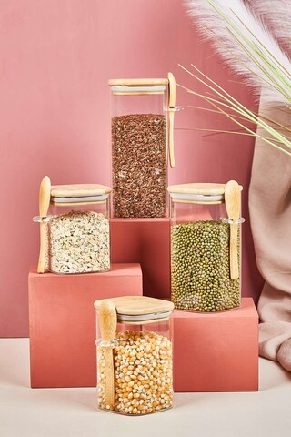 Set recipiente cu capac, Hermia, 337GLZ1138, Dimensiune: 12 x 8 cm (1 bucată), Transparent