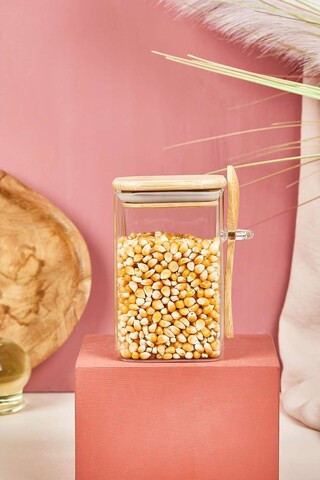 Set recipiente cu capac, Hermia, 337GLZ1140, Capac din bambus (1 bucată), Transparent