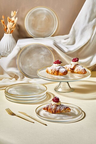 Set farfurii pentru desert, Hermia, 337GLZ1167, Suport: 28 cm (1 bucată), Transparent