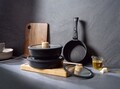 Set vase pentru gatit, Hermia, 343HNG1102, Baza de indicție, Negru