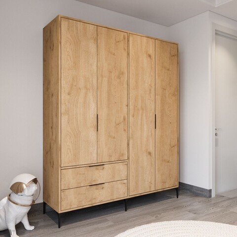 Dulap pentru haine, Hanah Home, Royal Drawers 160, 160x183x45 cm, Stejar