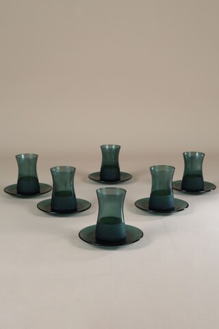 Set pahare pentru ceai, Hermia, 409PBH1172, Dimensiune farfurie: (6 bucăți), Verde