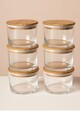 Set recipiente depozitare, Hermia, 409PBH1412, Capac din bambus: (6 bucăți), Transparent
