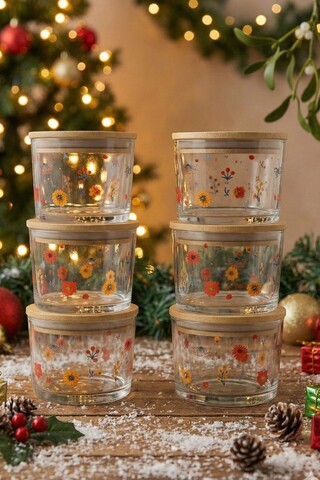 Set recipiente depozitare, Hermia, 409PBH1418, Capac din bambus: (6 bucăți), Transparent