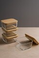 Set recipiente depozitare, Hermia, 409PBH1419, Capac din bambus: (4 bucăți), Transparent
