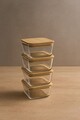Set recipiente depozitare, Hermia, 409PBH1419, Capac din bambus: (4 bucăți), Transparent