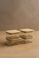 Set recipiente depozitare, Hermia, 409PBH1419, Capac din bambus: (4 bucăți), Transparent