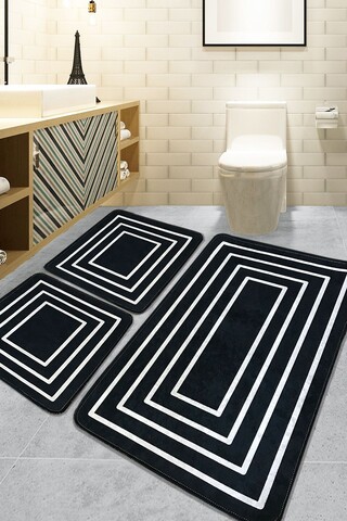 Set covorase de baie, L'essentiel Maison, Wale, Negru