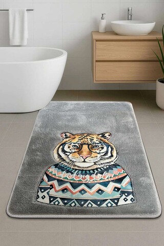 Covoras de baie, L'essentiel Maison, Logwe, 60x100 cm, Fumuriu