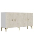 Consola, Hanah Home, Simple 150, 150x75x32 cm, White / Travertine / Gold